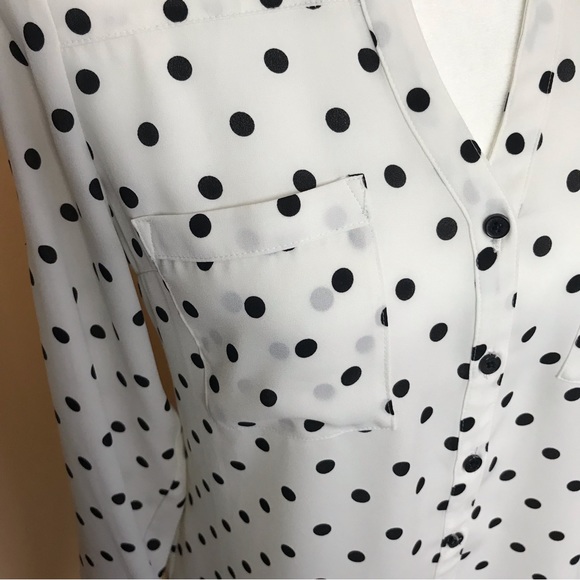 Express Polka Dot Button Down Blouse Size XS EUC - Picture 11 of 16